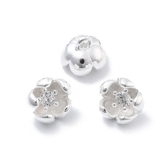 925 стерлинговое серебро, прозрачные кубические цирконии 3d цветочные подвески