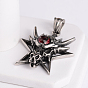 Retro 316 Surgical Stainless Steel Resin Rhinestone Star with Dragon Skull Gothic Pendants, 38.5x34.5x11mm, Hole: 5x8.5mm