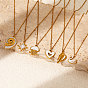 304 Collares con colgante de acero inoxidable esmaltado para mujer, dorado, blanco