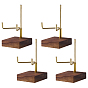 Iron Mineral Display Holder with Square Wood Bases, for Gemstone Rock Display, Golden