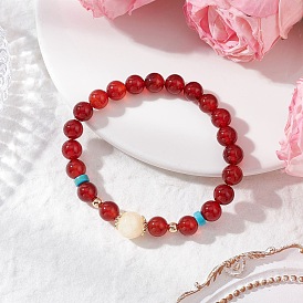 Эластичные браслеты из натурального сердолика и натурального зеленого авантюрина