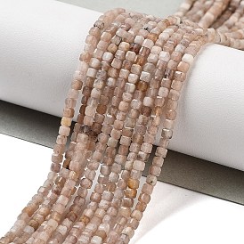 Natural Peach Moonstone Beads Strands, Faceted Table Cut Cube