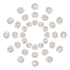 Unicraftale 304 распорные бусины из нержавеющей стали, плоский круглый & шестиугольник