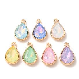 Pendentifs en verre d'alliage, charmes de larme, or, facette