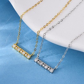 925 Женские прямоугольные кулоны из стерлингового серебра с микропаве из прозрачных кубических цирконий