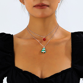 Рождественские двухслойные ожерелья с подвеской-колокольчиком из железа, сплава и смолы