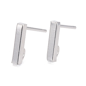 304 Stainless Steel Stud Earring Findings, Rectangle