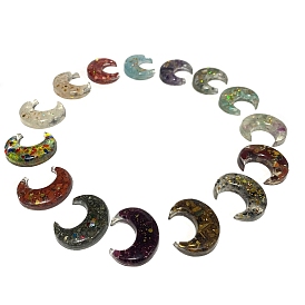 Resin Moon Display Decoration, with Gemstone Chips inside Statues for Home Office Decorations