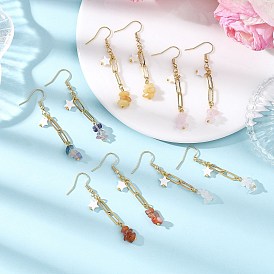 Серьги-подвески из натуральных драгоценных камней, с 304 крючками для сережек из нержавеющей стали и пресноводной ракушкой