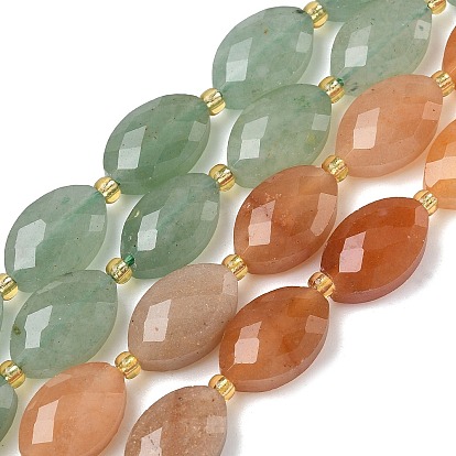 Естественно авантюрин бисер пряди, граненые, лошадь форма глаз, с бисером