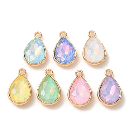 Pendentifs en verre d'alliage, charmes de larme, or, facette