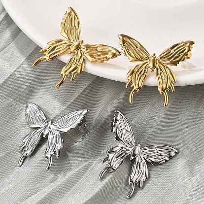 304 серьги-гвоздики из нержавеющей стали для женщин, бабочка