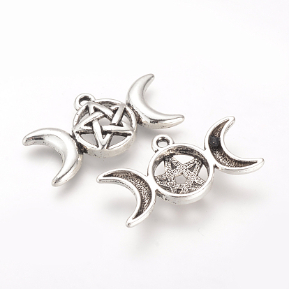 Сплавочные подвески тибетского стиля, без кадмия и без свинца, тройная богиня пентаграмма Луна, языческие украшения