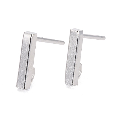 304 Stainless Steel Stud Earring Findings, Rectangle