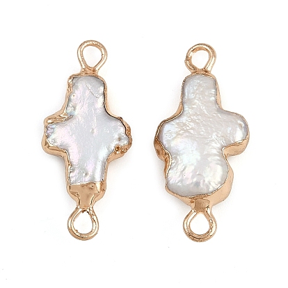 Натуральные кеши жемчужные поперечные связи, с латунной фурнитурой , белые