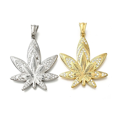 304 из нержавеющей стали Кристалл Rhinestone подвески, кленового листа