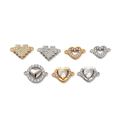 925 подвески-коннекторы из стерлингового серебра с прозрачным кубическим цирконием, сердце прелести