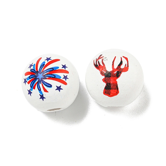 Набивные деревянные европейские бусины, белые, круглые