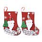 Cloth Hanging Christmas Stocking, with Plaid Pattern, Candy Gift Bag, for Christmas Tree Decoration, Santa Claus and Snowflake