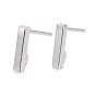 304 Stainless Steel Stud Earring Findings, Rectangle