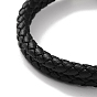 Мужские плетеные многониточные браслеты из черного шнура из искусственной кожи, змея 304 браслеты со звеньями из нержавеющей стали и магнитными застежками