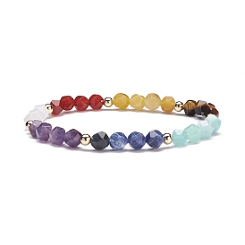 Chakra Theme Natural Stone Beads Stretch Bracelets for Girl Women