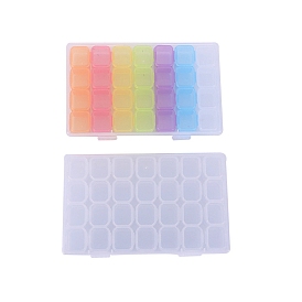 Transparent PP Plastic 28 Grids Bead Containers, with Independent Bottles & Lids, Rectangle