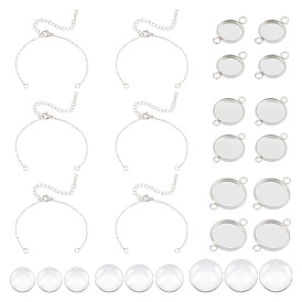 Набор для изготовления браслета из плоских круглых звеньев своими руками, в том числе 201 изготовление браслета из нержавеющей стали, 304 из нержавеющей стали параметров соединителя кабошон, Кабошоны из стекла