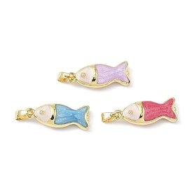 Латунь эмаль подвески, рыба, реальный 18 k позолоченный