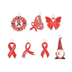 Нет наркотикам красная лента осведомленности тема сплава эмалевые подвески, серебряные