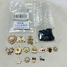 DIY Jewelry Making Kit, Including Alloy Pendants,  Plastic Buttons, Alloy Cabochons