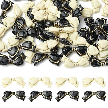 40 шт 2 цвета непрозрачные акриловые бусины, золотой металл обвитыми, бантом