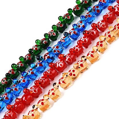 Бусы лэмпворк ручной работы, черепаха с цветком