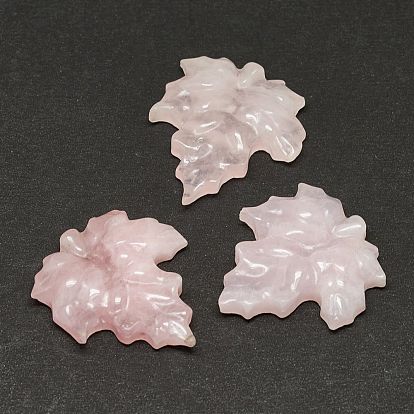 Natural Rose Quartz Beads, Half Drilled, Maple Leaf