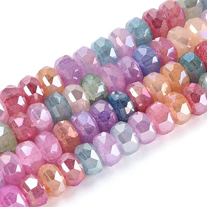 Гальванизированные имитации нефрита, бусины из потрескавшегося стекла, нити, рондель, граненые, с покрытием AB цвета