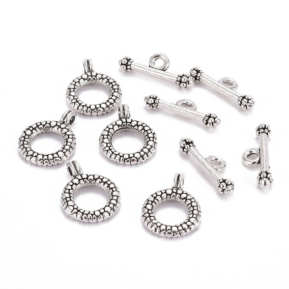 Tibetan Style Alloy Toggle Clasps, Lead Free & Cadmium Free, Ring
