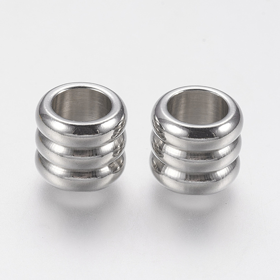 201 из нержавеющей стали бусы, бусины с большим отверстием, желобчатый, колонка