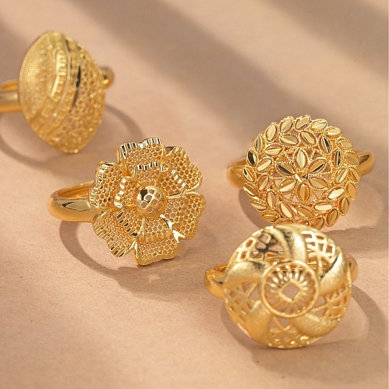 Латунные регулируемые кольца для женщин, золотые