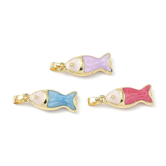 Латунь эмаль подвески, рыба, реальный 18 k позолоченный