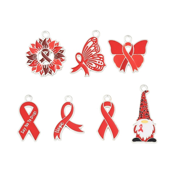 Нет наркотикам красная лента осведомленности тема сплава эмалевые подвески, серебряные
