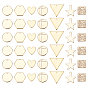 42Stk. Messing-Charms im 7-Stil, langlebig überzogen, Nickel frei, Stern & Herz & Sechseck & Dreieck & Blitzsand & Flachrund