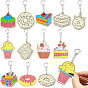 36pcs porte-clés en bois dessert