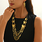 Комплекты из серег из сплава и многослойных ожерелий для женщин, реальный 18 k позолоченный