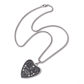 Heart with Cat 304 Stainless Steel Pendant Necklaces, with Enamel