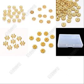 500pcs 5 styles perles d'espacement en forme de marguerite en alliage, formes mixtes