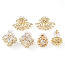 Женские серьги-гвоздики из латуни с прозрачным фианитом