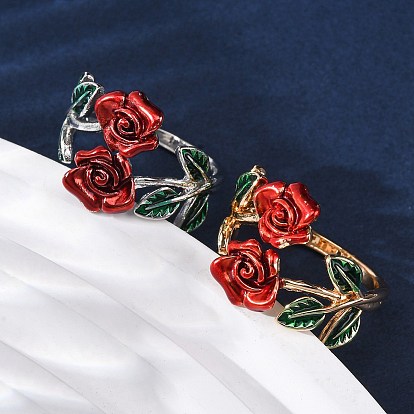 Кольца-манжеты из цинкового сплава с эмалью для женщин, цветок
