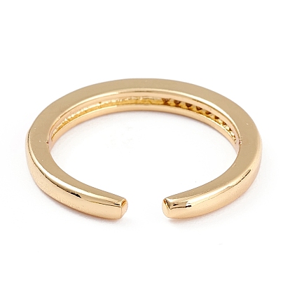 Brass Clear Cubic Zirconia Cuff Rings, Open Rings, Long-Lasting Plated, with Enamel, Real 18K Gold Plated, Heart