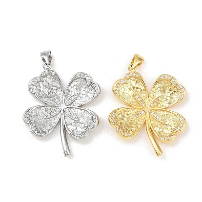 Латунные микро проложить кубического циркония подвески, клевер