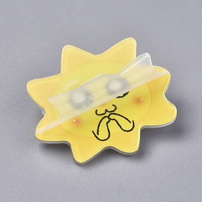 China Factory Acrylic Badges Brooch Pins, Cute Lapel Pin, for Clothing Bags  Jackets Accessory DIY Crafts, Sun 37x40x8.5mm, Pin: 0.8mm in bulk online 